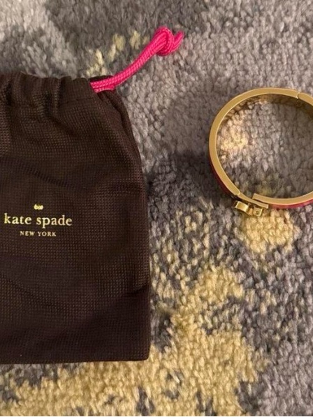 kate spade Gold and Hot Pink Enamel Hinged Bangle